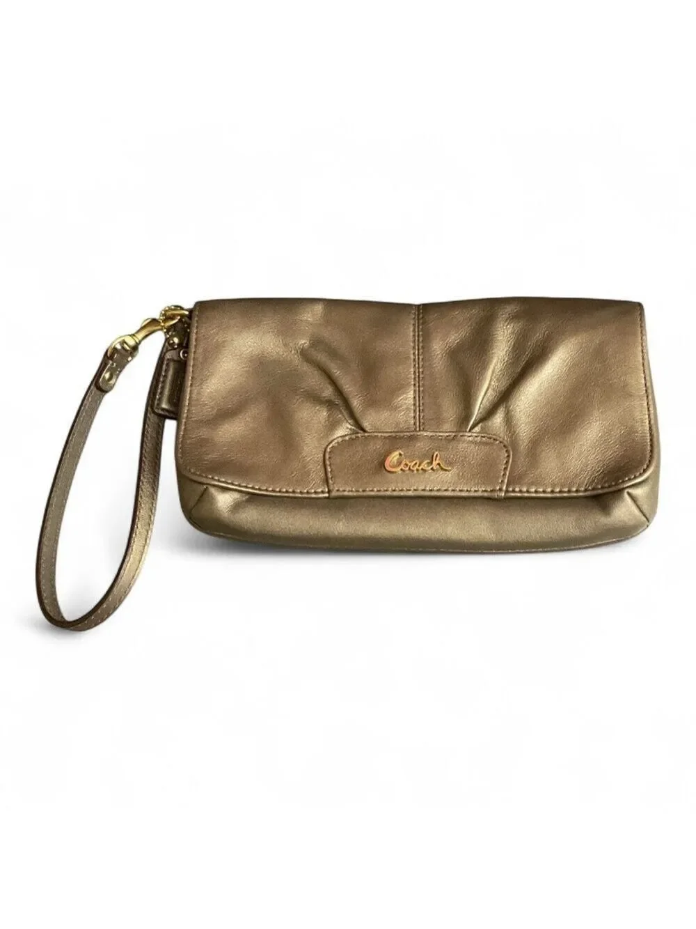 Coach Ashley Metallic Wristlet Clutch EUC
